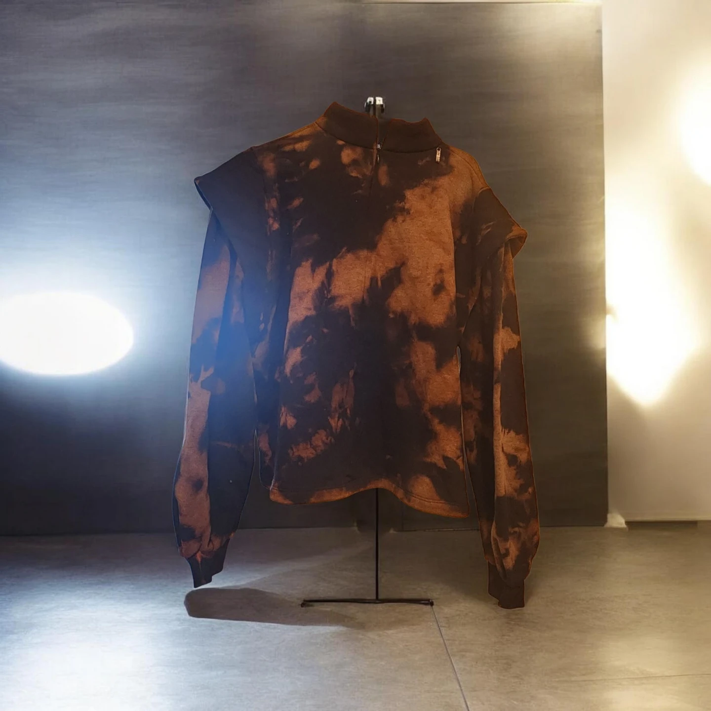 Brown Tie-Dye Quarter Zip Sweatshirt