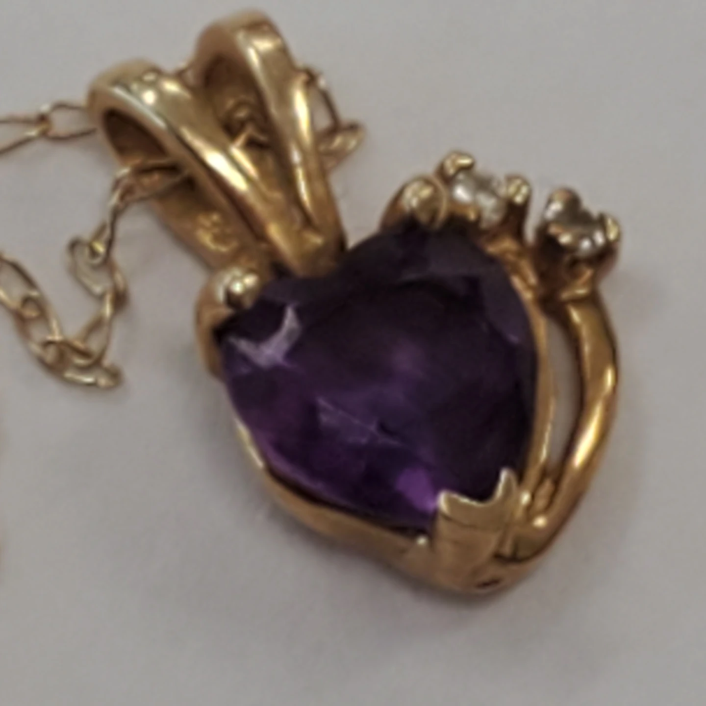 14k Gold Heart Amethyst Necklace - photo 5