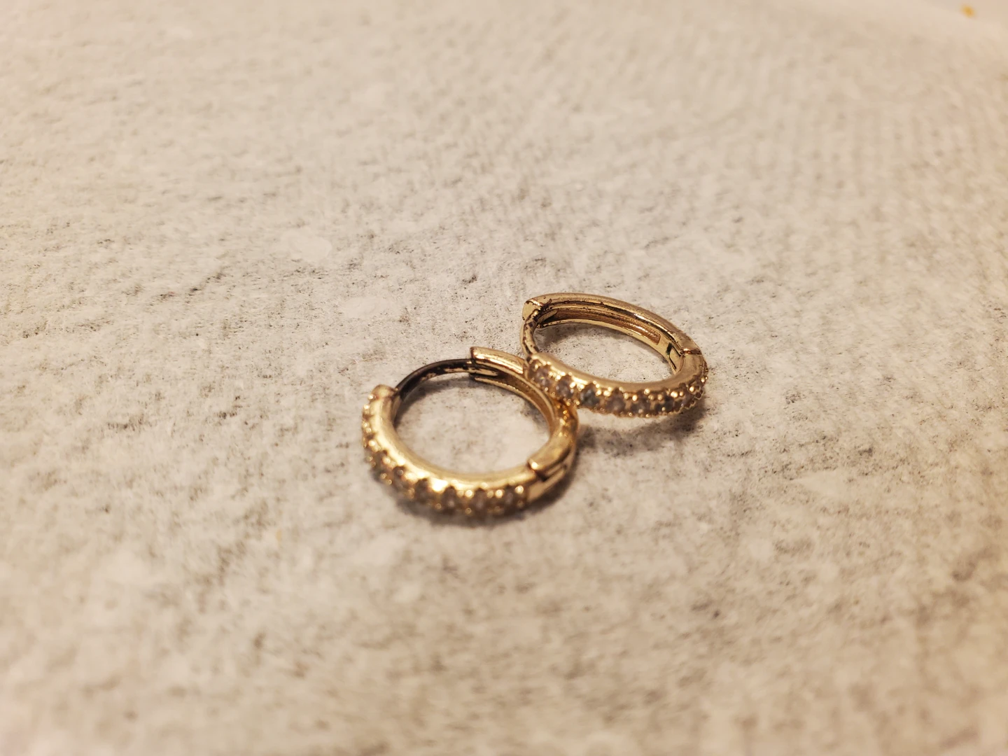 Gold Hoop Earrings with Rhinestones