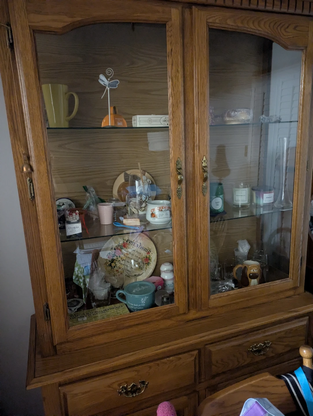 Wooden China Cabinet with Glass Doors