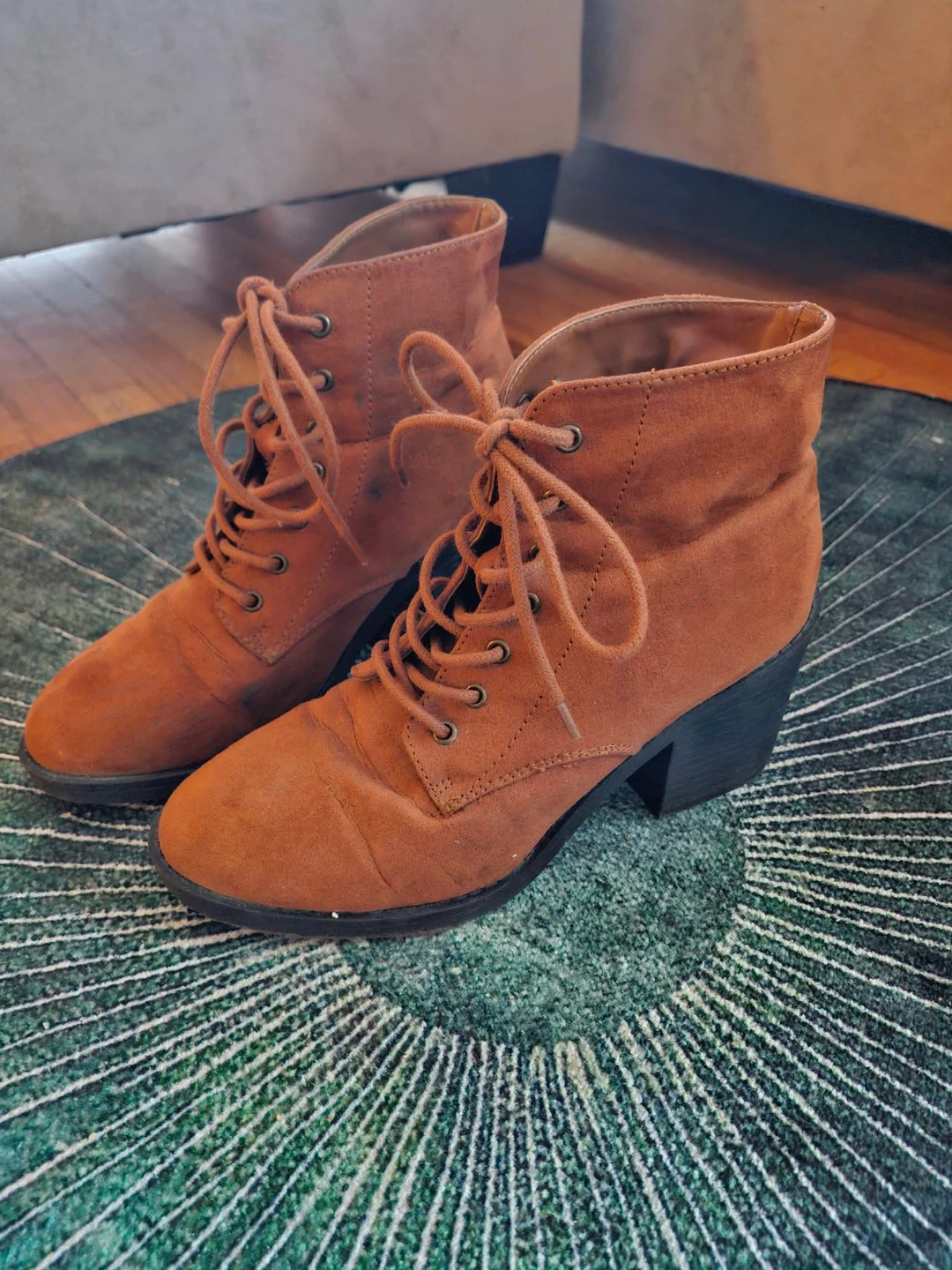 Forever 21 Brown Suede Lace-Up Ankle Boots