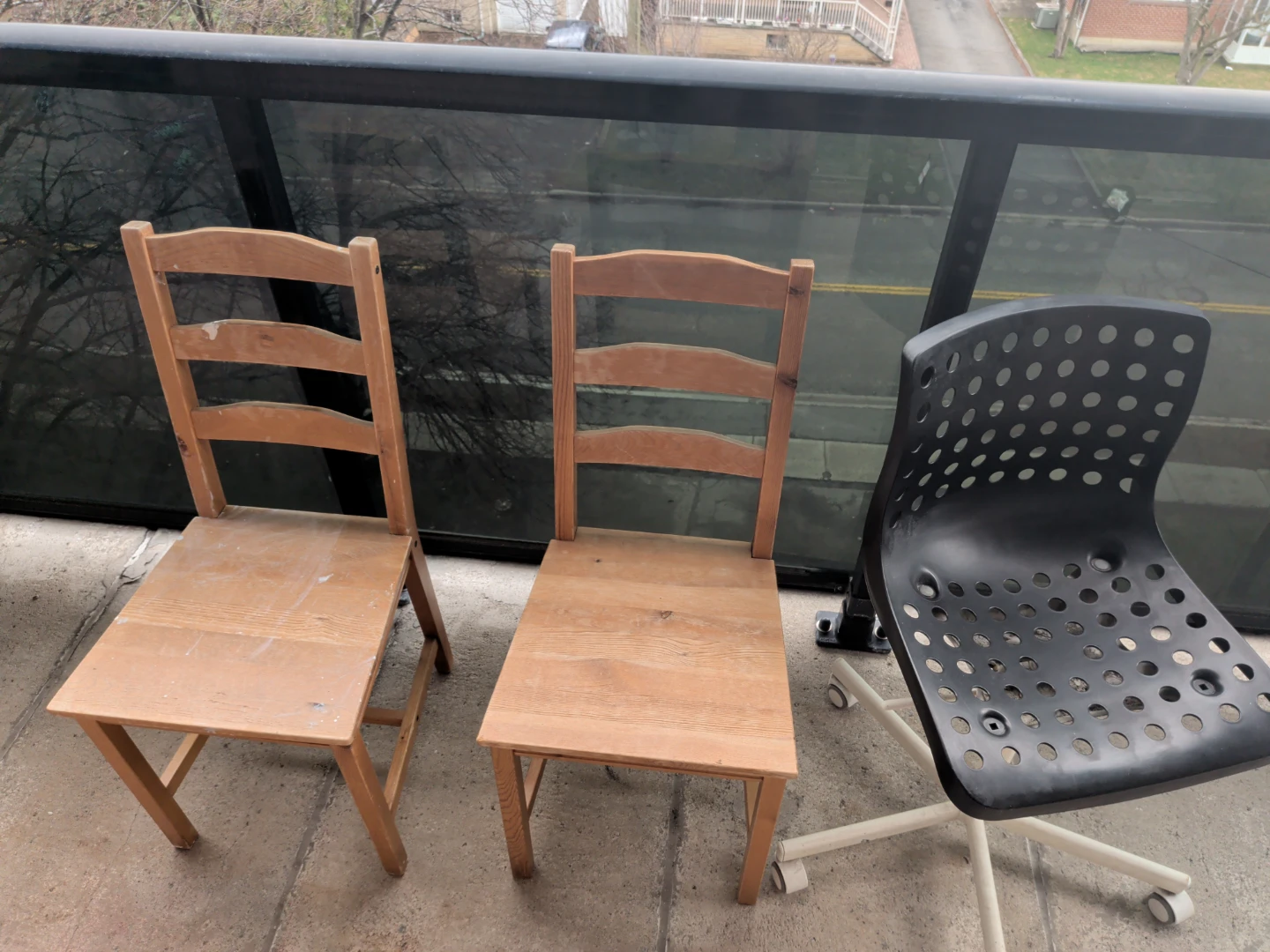 IKEA ADDE Chair Set - 2 Wooden chairs & 1 Black office chair