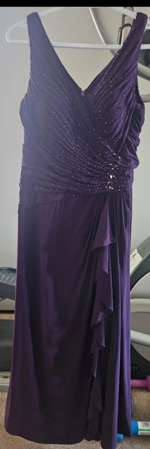 Purple Beaded Ruched Gown size 8 - photo 2