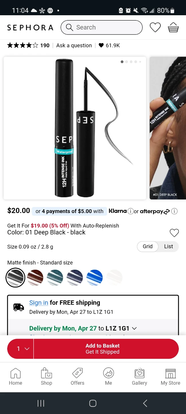 New x6 Sephora Intense Ink Liquid Eyeliner - Satin Stone Grey 🌱