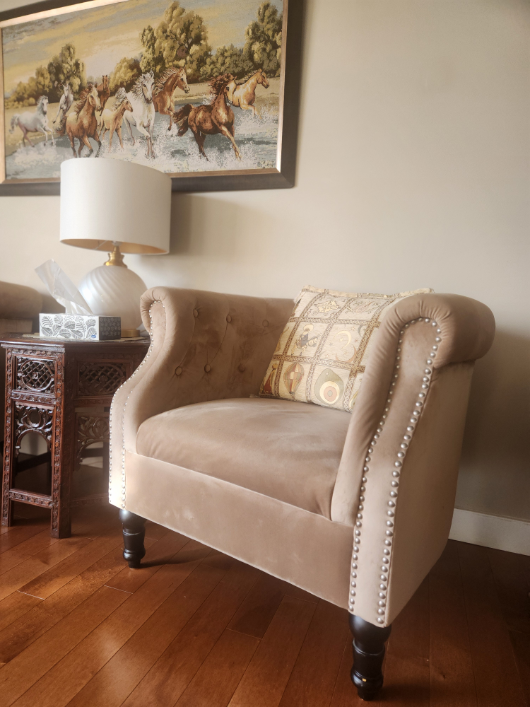 2 Velvet Accent Chairs with Studded Trim - photo 2