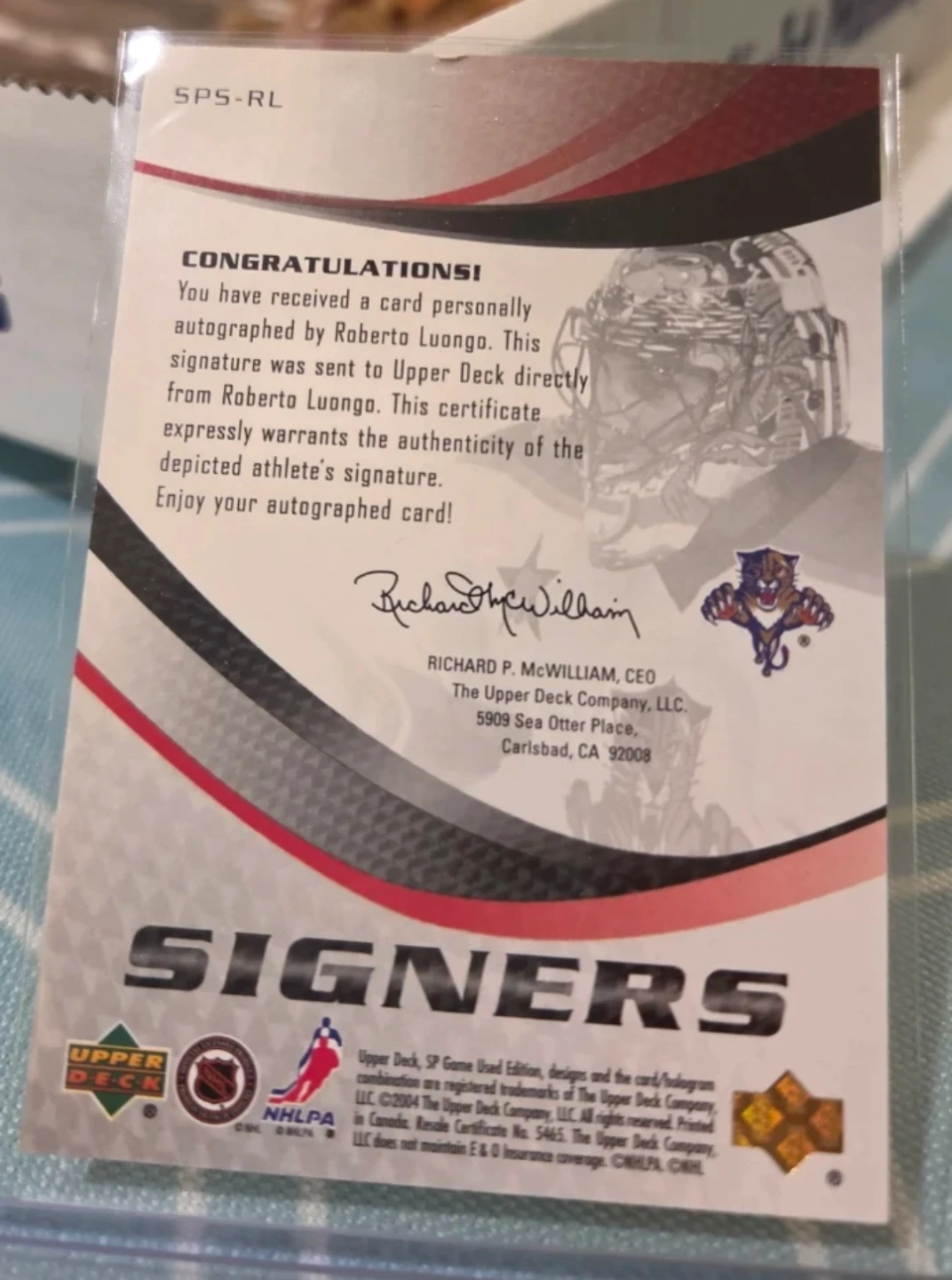 Roberto Luongo SP Game Used Edition Signers Autographed - photo 2