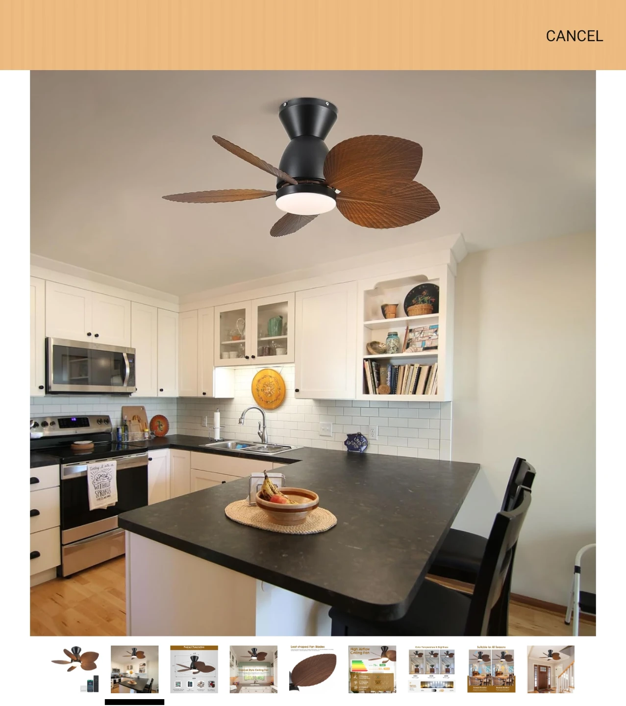 Tropical Style Ceiling Fan with Leaf-Shaped Blades - photo 2