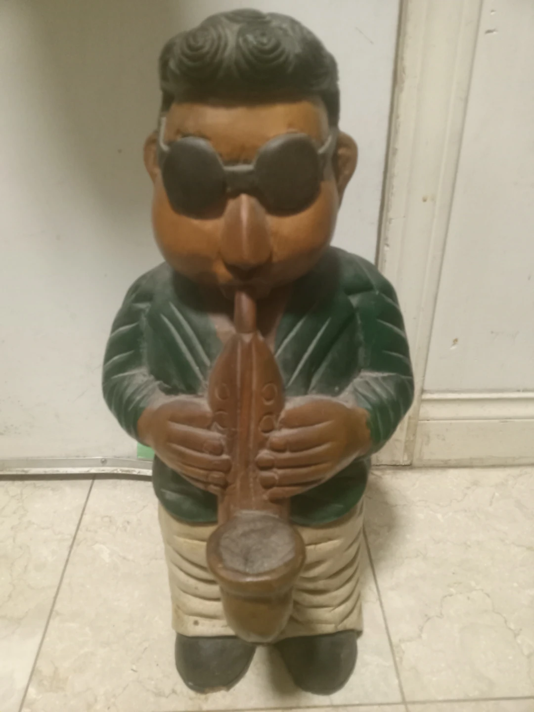 Wooden Saxophone Player Figurine