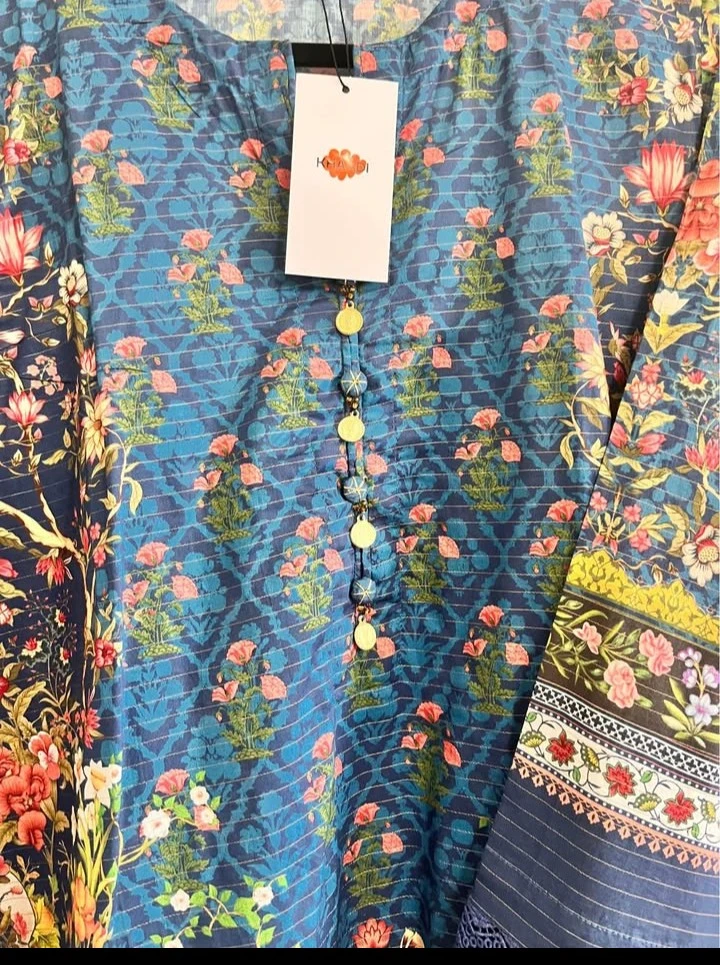 Khaadi Women's Blue Floral Kurti and Pants Set - photo 2