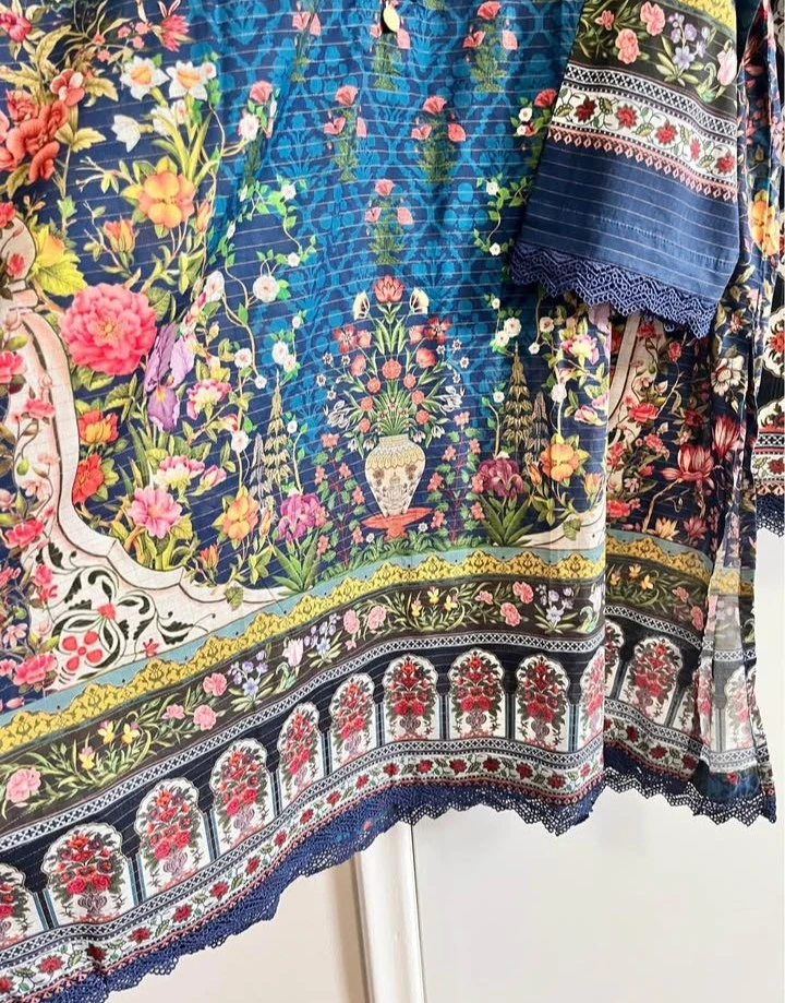 Khaadi Women's Blue Floral Kurti and Pants Set - photo 3