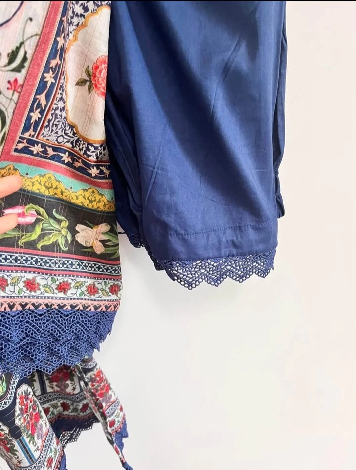 Khaadi Women's Blue Floral Kurti and Pants Set - photo 5