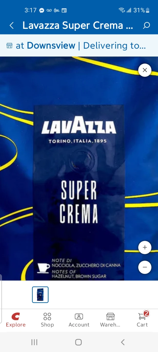 Lavazza Super Crema Whole Bean Coffee 6 Bags