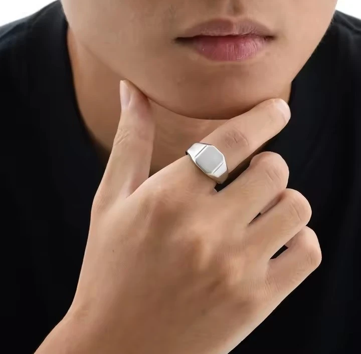 Men's Silver Coated Signet Size 12 Ring - photo 2