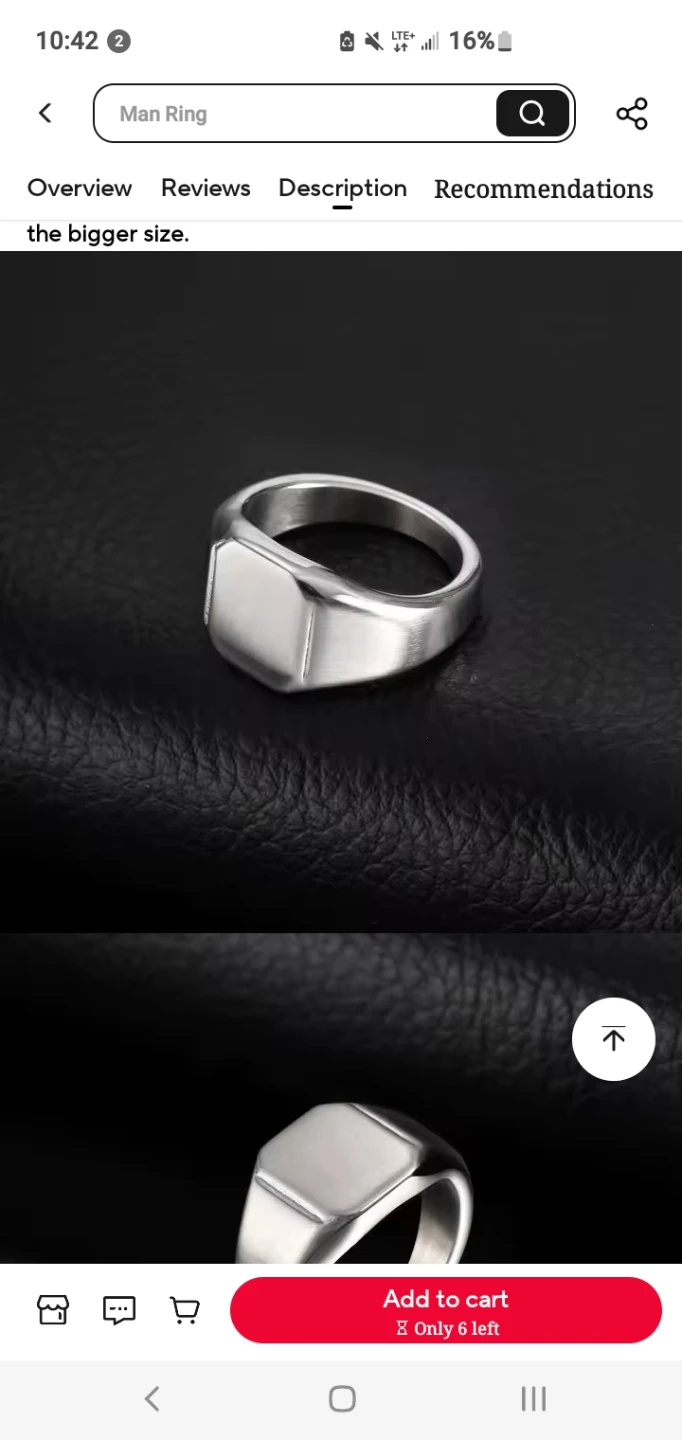 Men's Silver Coated Signet Size 12 Ring - photo 3