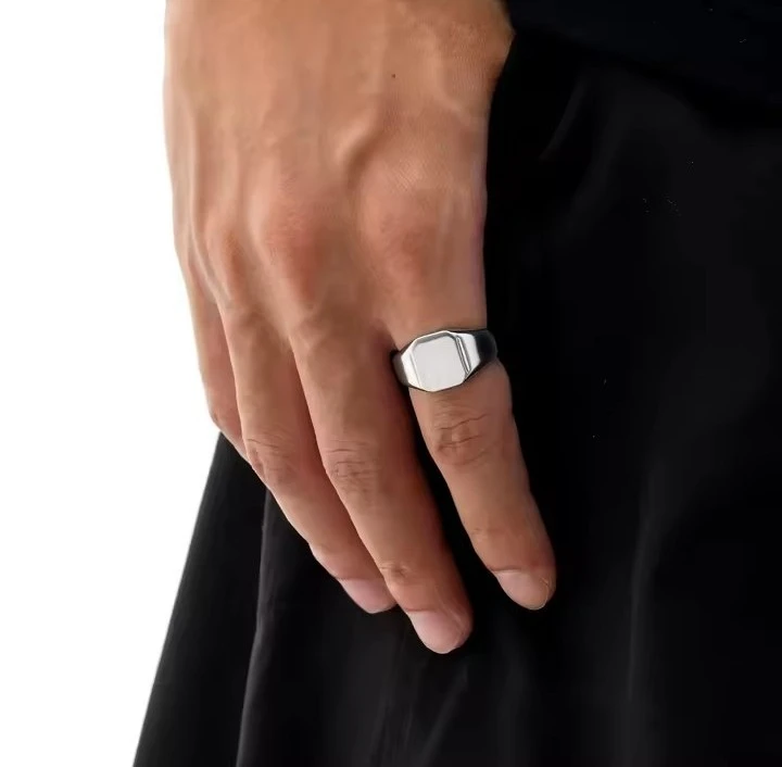 Men's Silver Coated Signet Size 12 Ring - photo 4