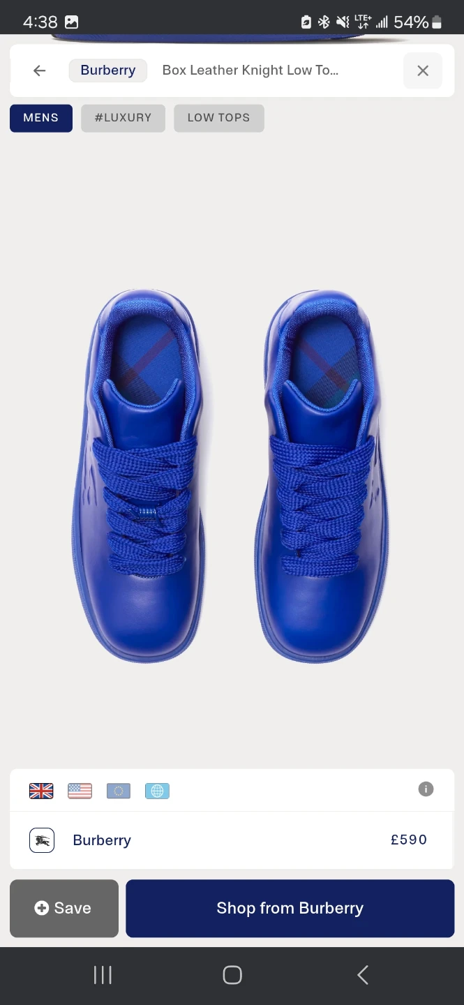 Burberry Box Leather Knight Low Top Sneakers - Blue - photo 2
