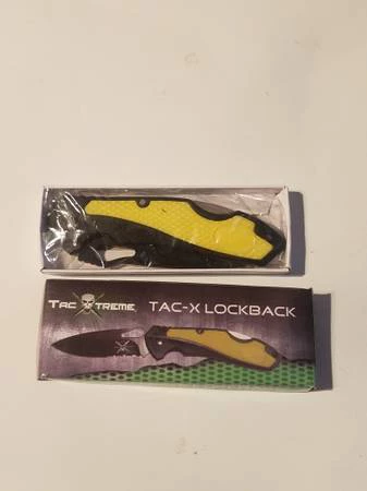 TAC X Lockback Folding Knife - Yellow/Black