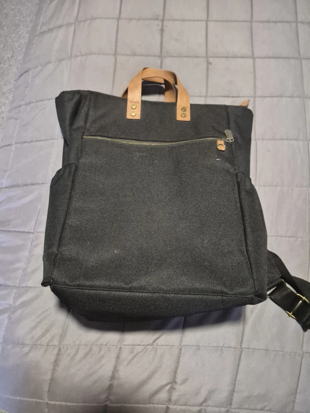 Thirty-oneBlack Canvas Backpack with Tan Leather Accents
