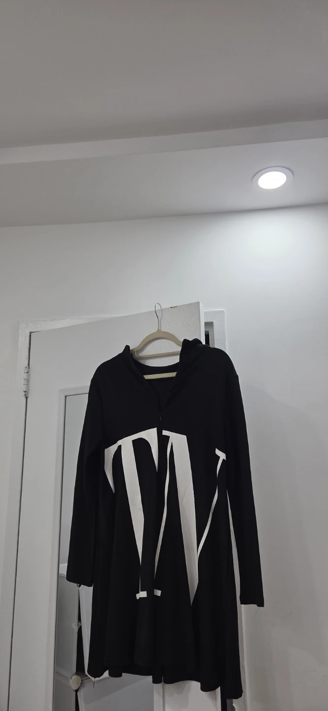 Black Hoodie Dress with White Logo - photo 2