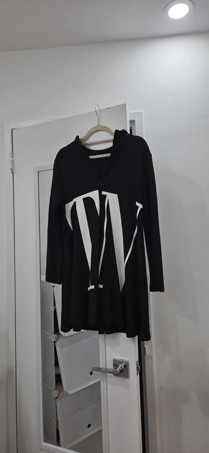 Black Hoodie Dress with White Logo - photo 3