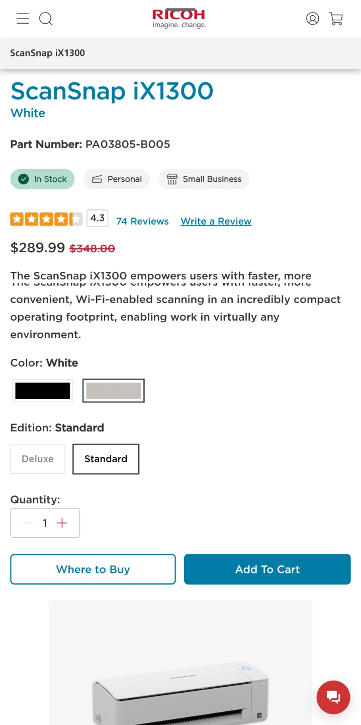 ScanSnap iX1300 Document Scanner - White - photo 5