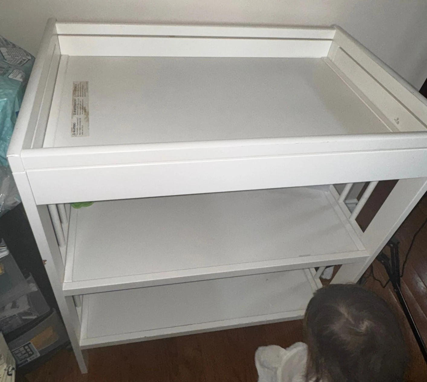 White Baby Changing Station with Shelves