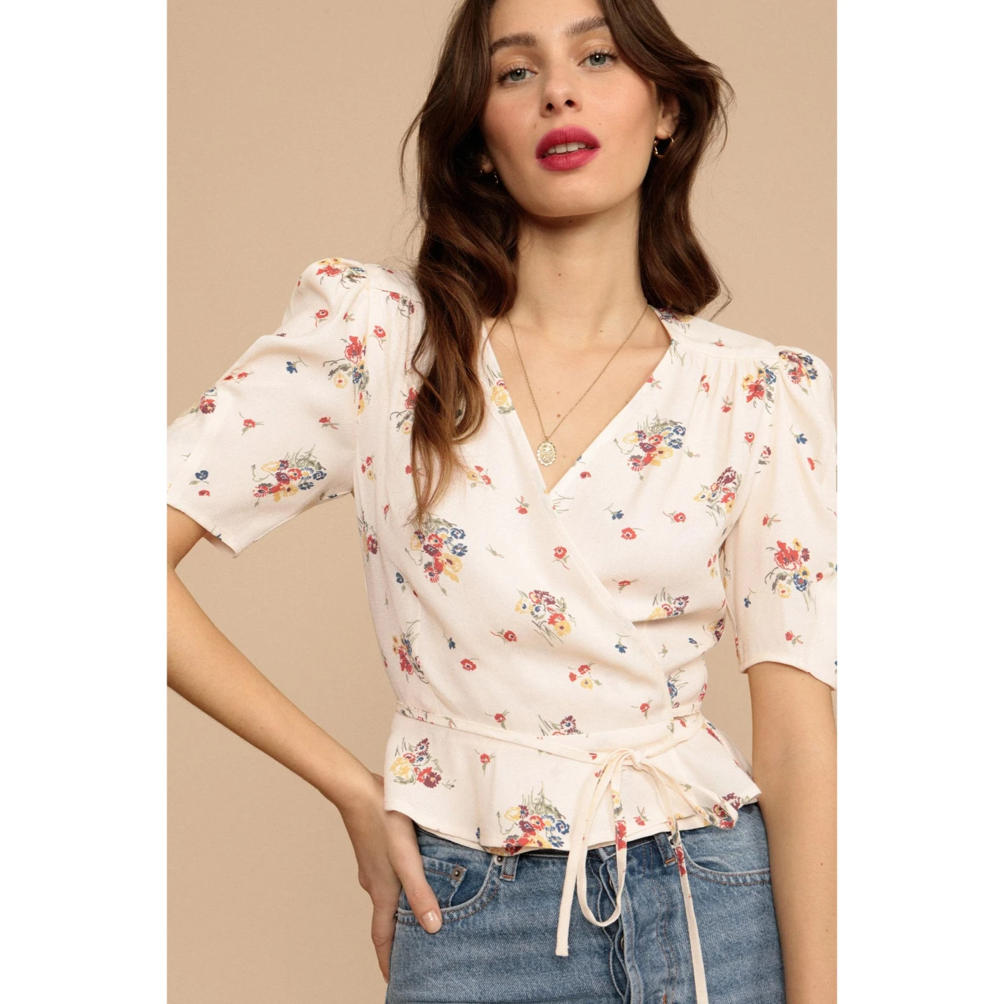 Rouje Paris Floral Wrap Blouse Size 36