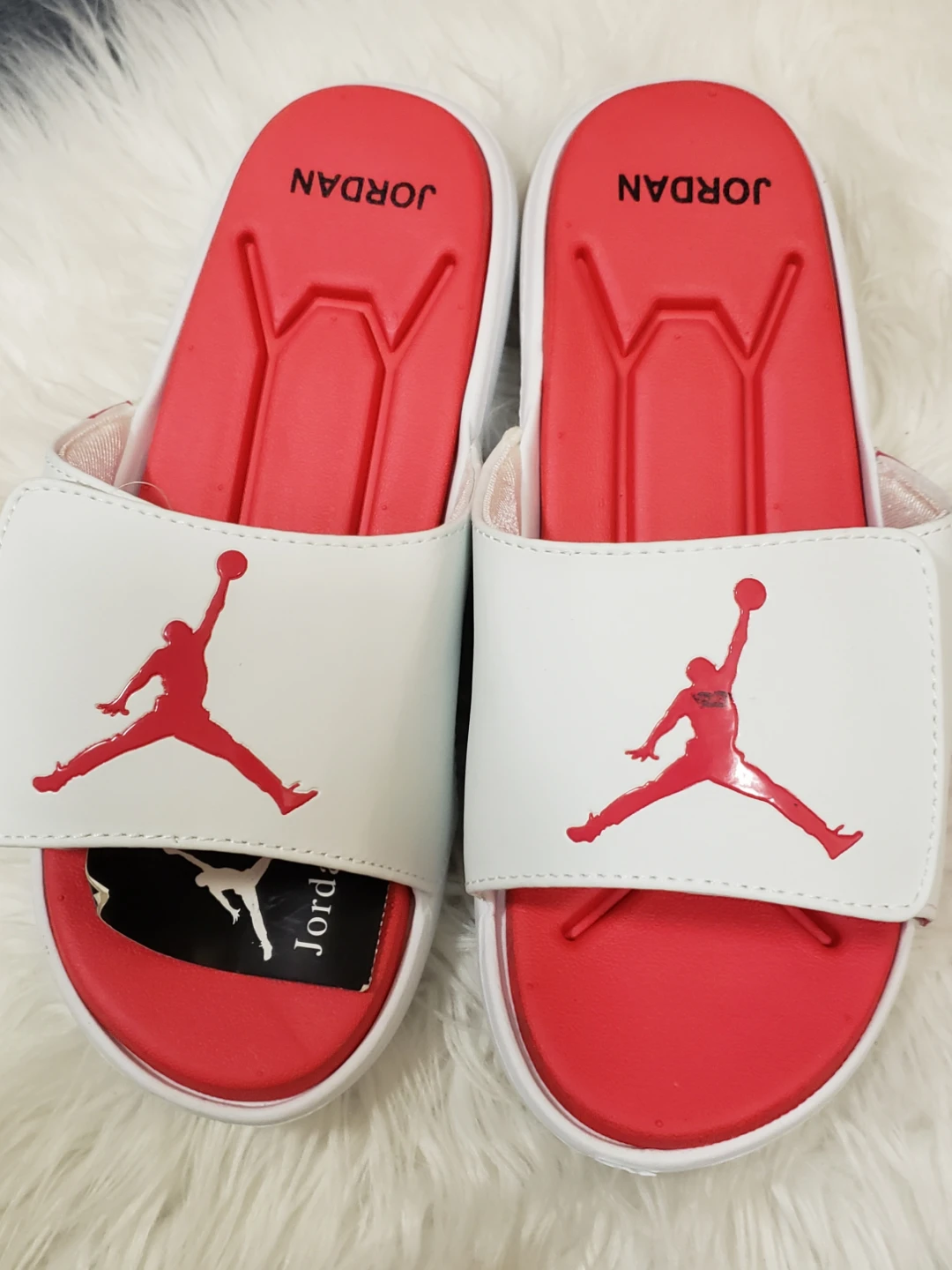 Brand new Mens Jordan Slippers White Red - photo 2