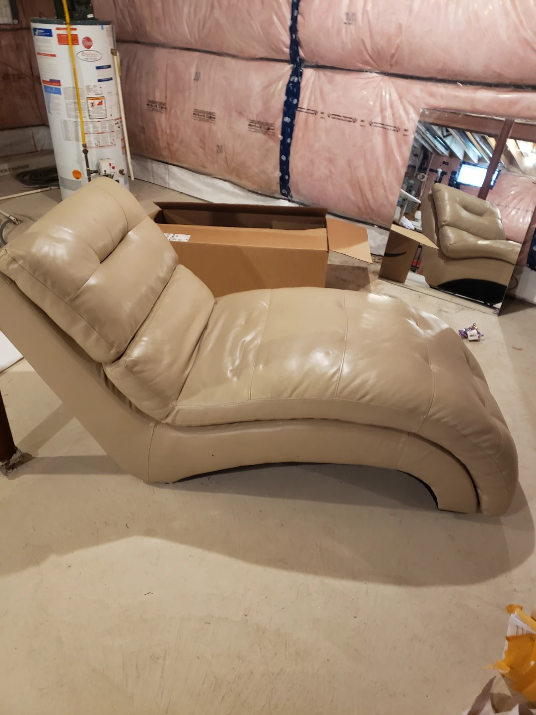 Tan Leather Chaise Lounge Chair