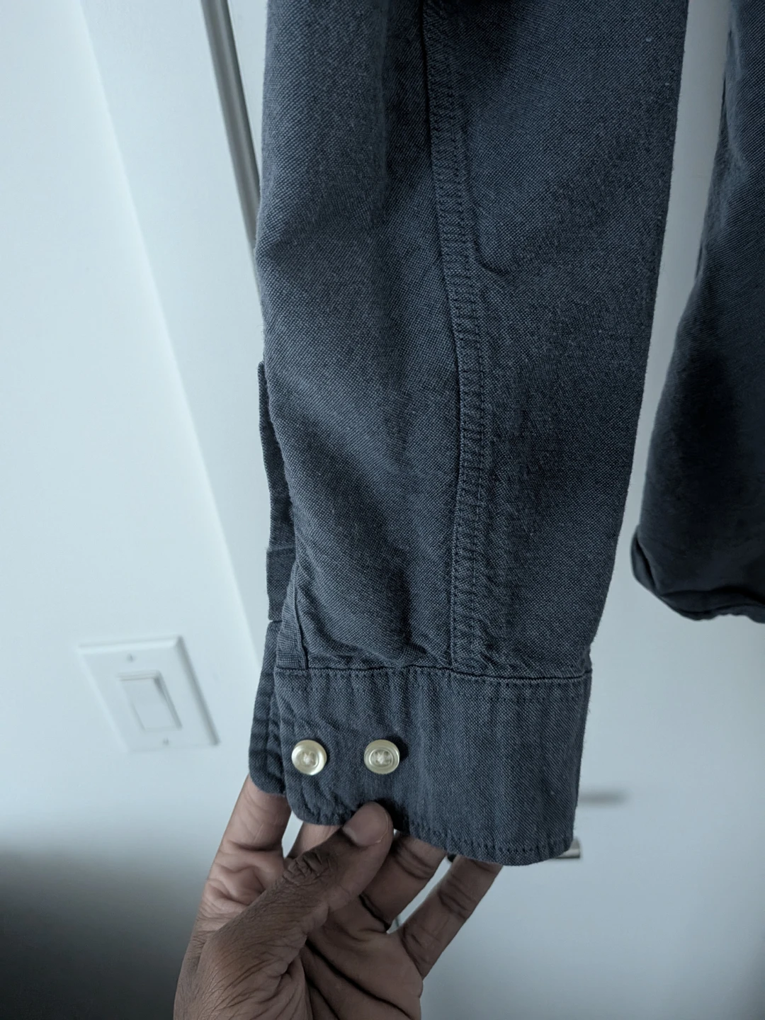 H&M LOGG Regular Fit Button-Up Shirt - Blue Denim - Size S - photo 5