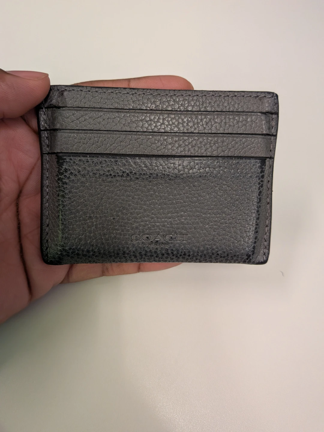 Coach Card Holder - Grey Pebbled Leather - photo 2