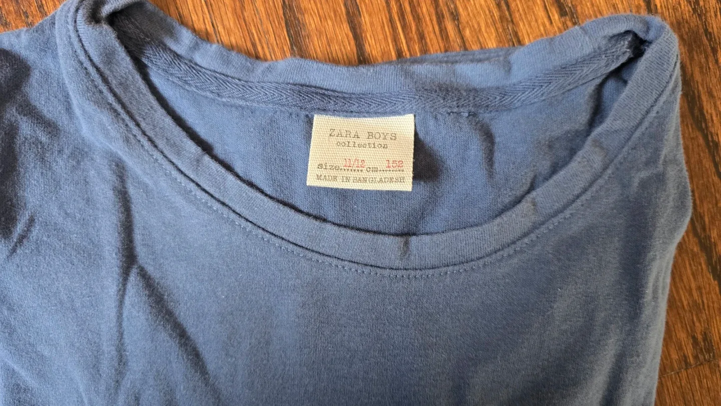 2 long sleeves Zara Boys T-Shirts - Blue & Mustard - Size 12Y - photo 2