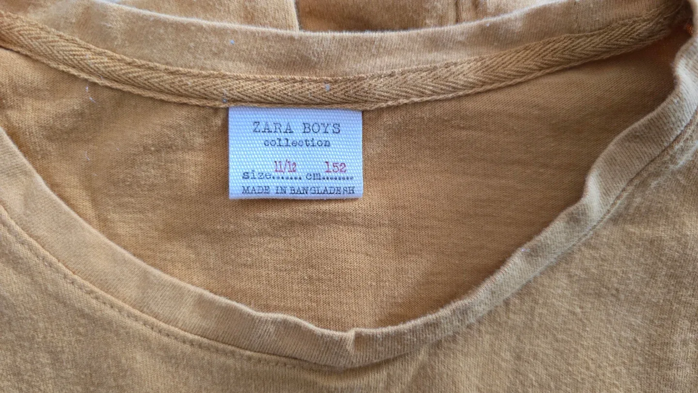 2 long sleeves Zara Boys T-Shirts - Blue & Mustard - Size 12Y - photo 3