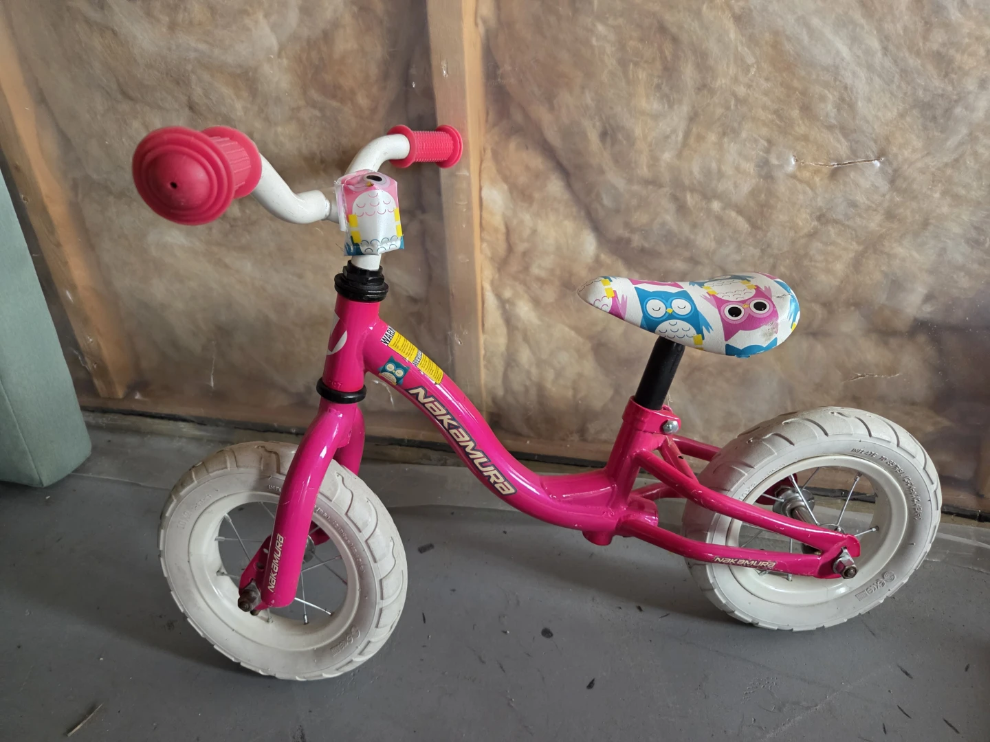 Nakamura Pink Balance Bike with Owl Seat