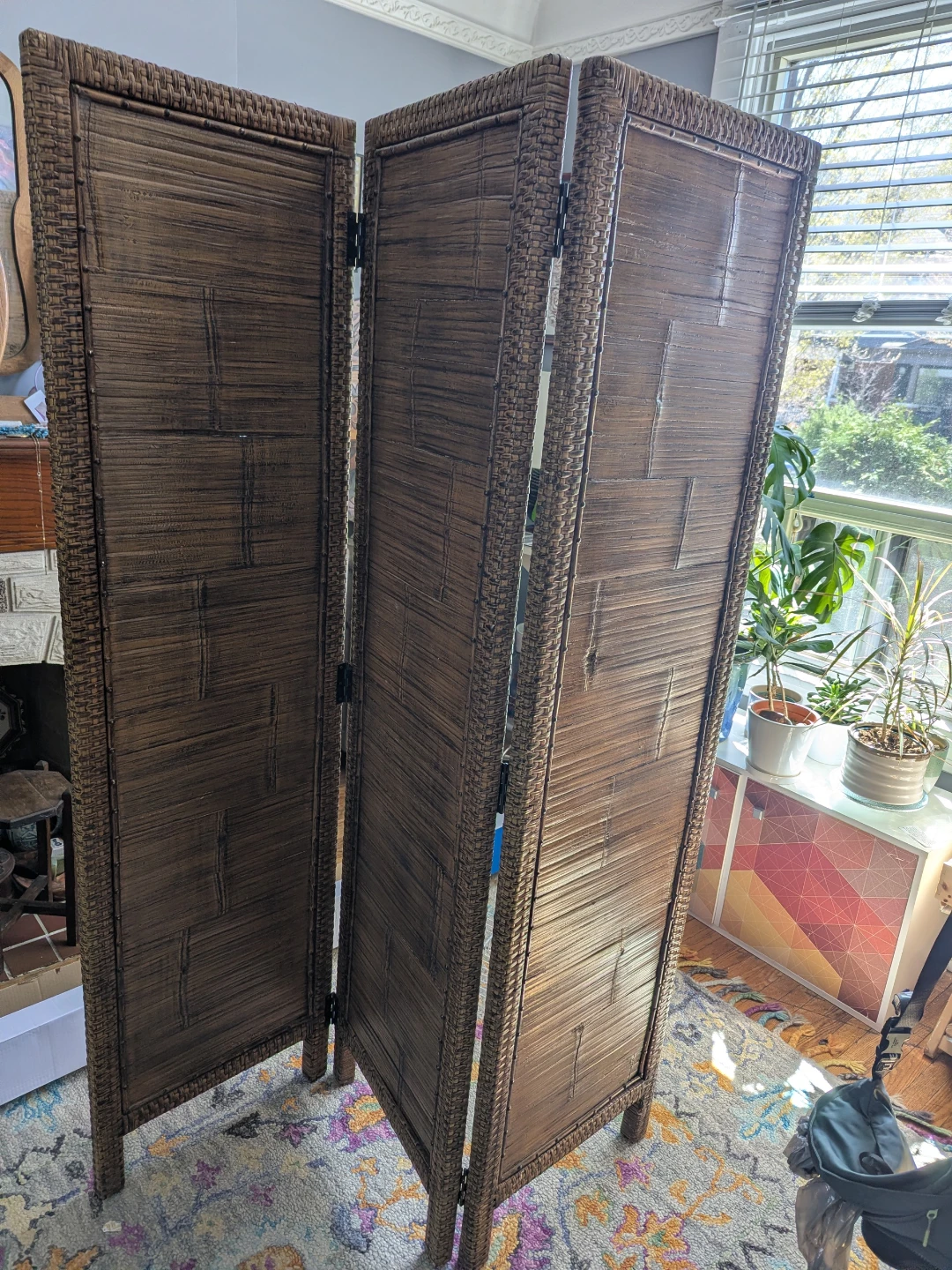 3-Panel Wicker Room Divider Screen