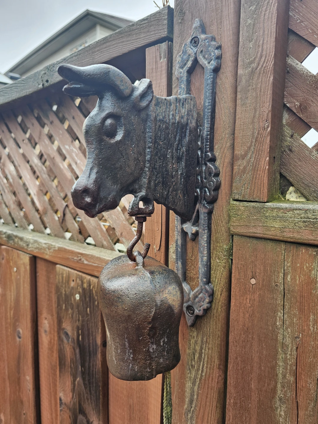Cast Iron Cow Head Door Knocker with Bell