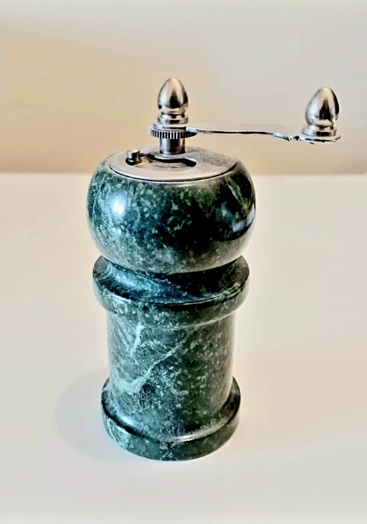 Vtg Green Marble Pepper Hand Mill