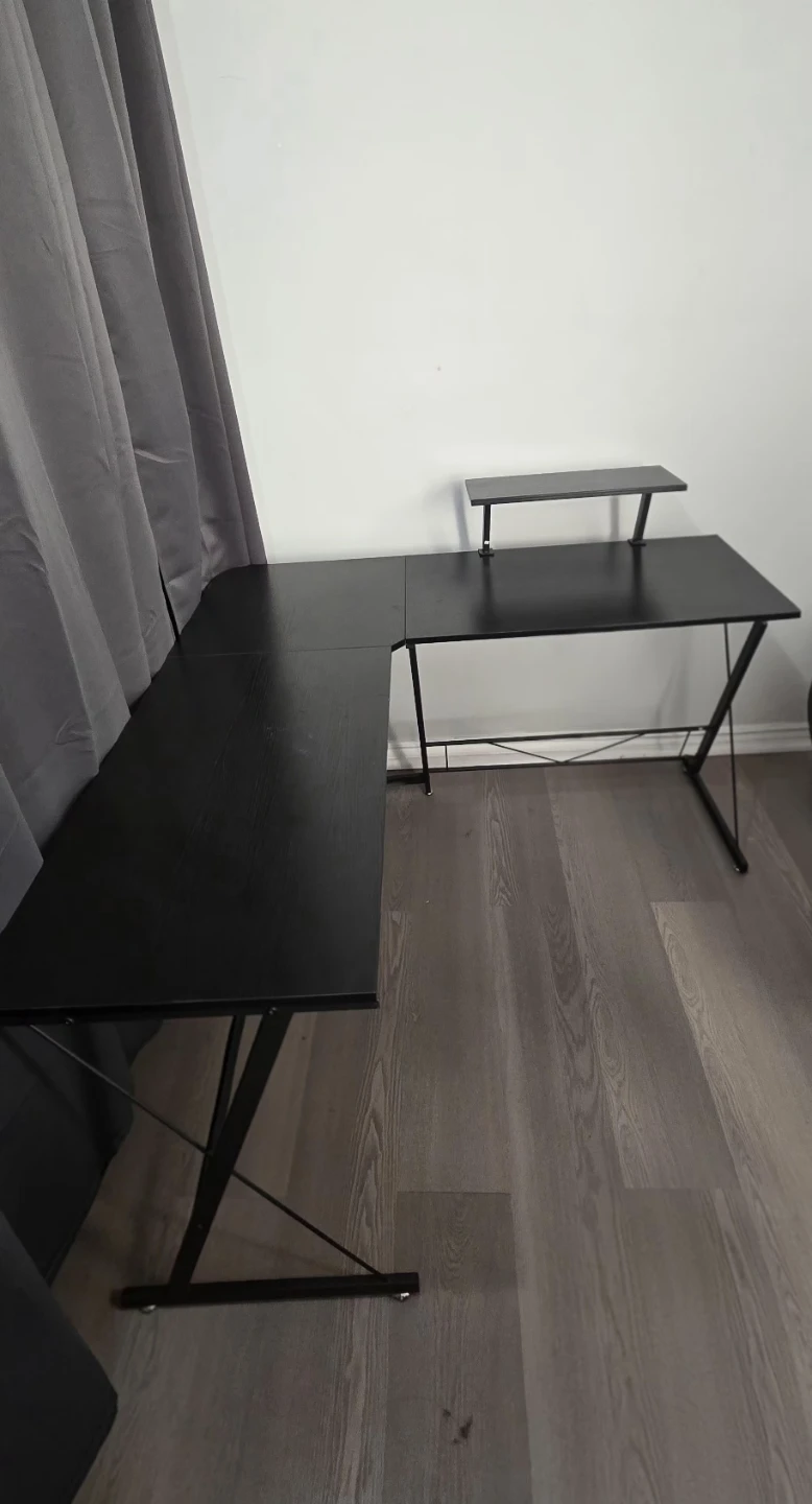 Black L-Shaped Corner Desk with Riser - photo 2
