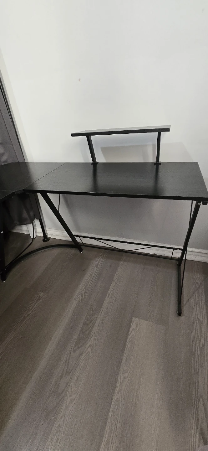 Black L-Shaped Corner Desk with Riser - photo 3