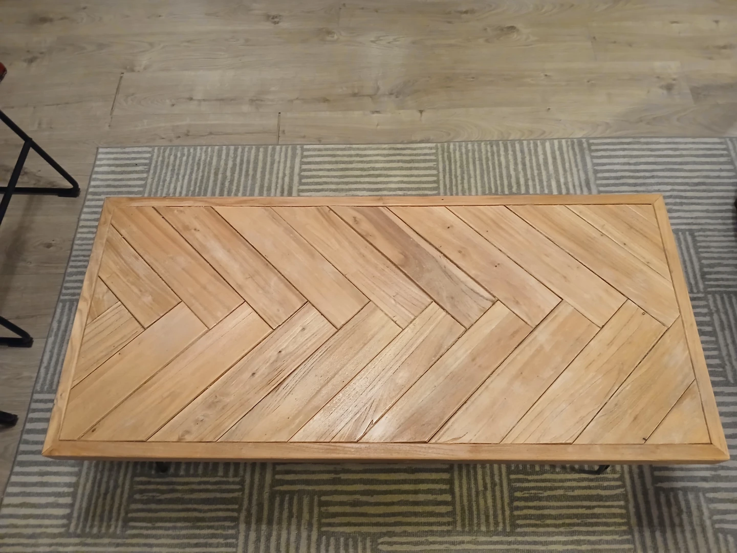 Wooden Coffee Table with Herringbone Pattern - photo 2