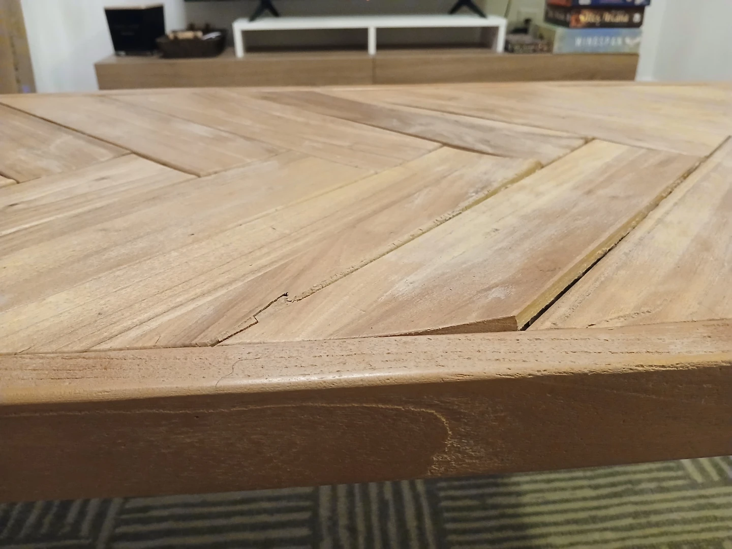 Wooden Coffee Table with Herringbone Pattern - photo 4