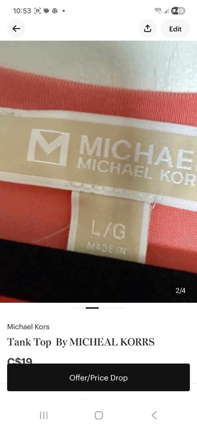Michael Kors Tank Top - Coral - Size L/G - photo 2