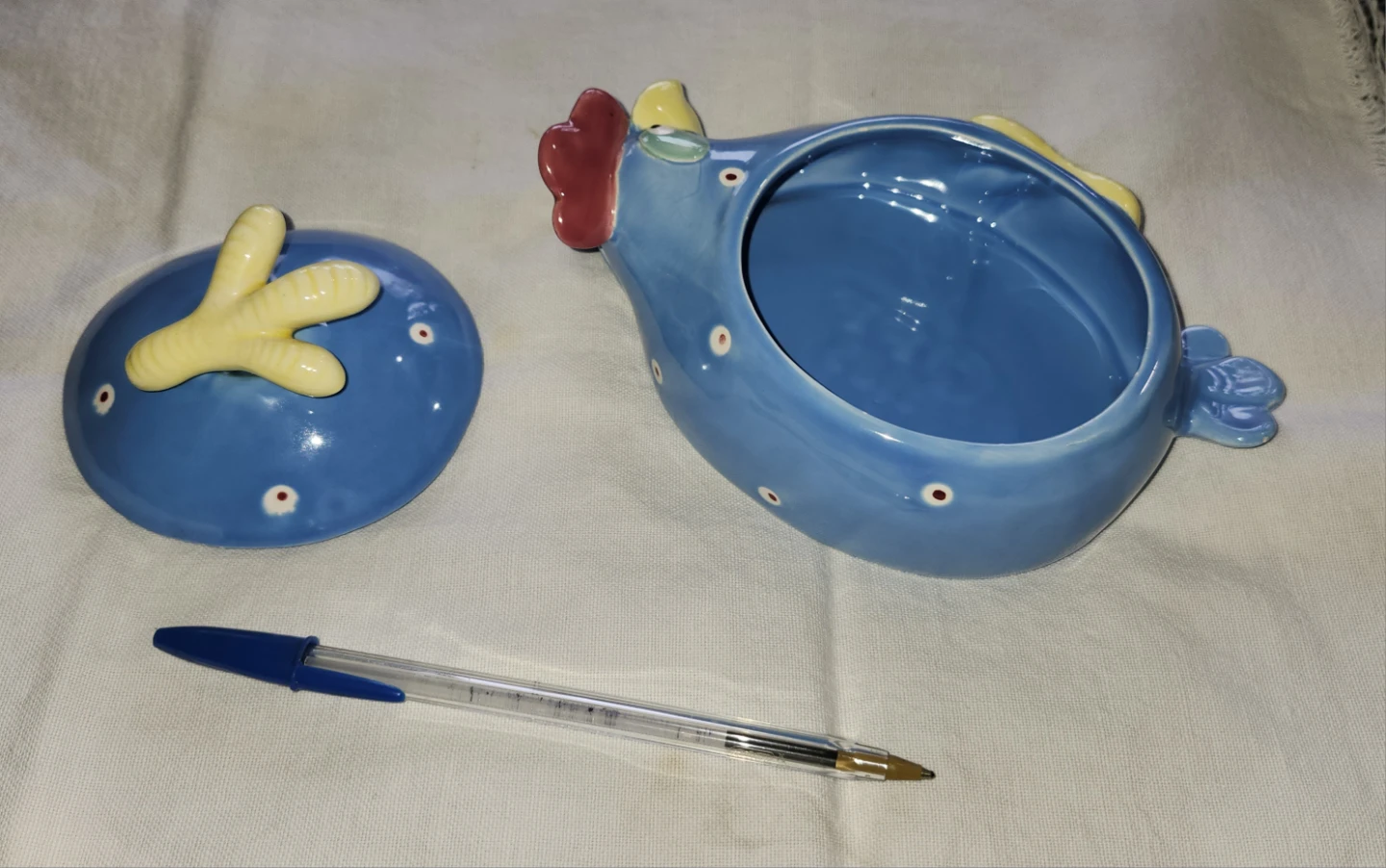 Ceramic Blue Chicken Trinket Dish with Lid - 1985 - photo 5