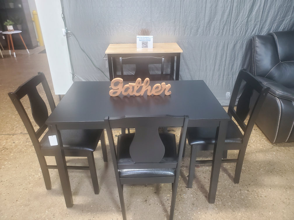 Black Dining Set with 4 Chairs