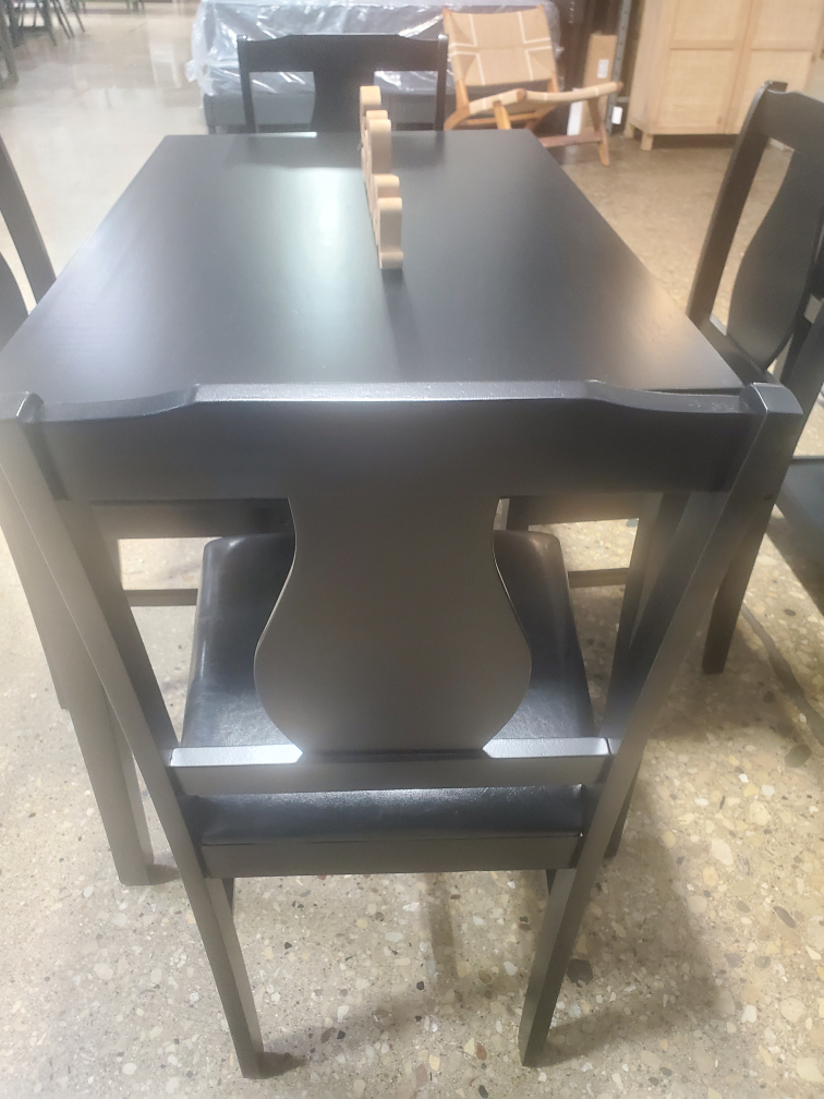 Black Dining Set with 4 Chairs - photo 4