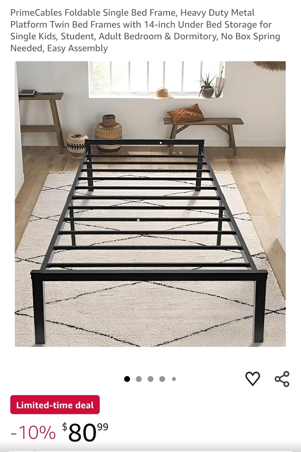PrimeCables Foldable Twin Bed Frame with mattress - photo 2