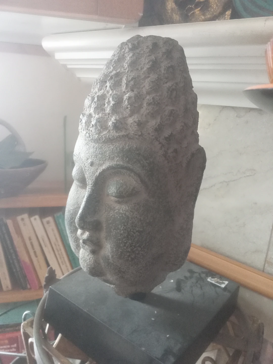 Stone Buddha Head Sculpture