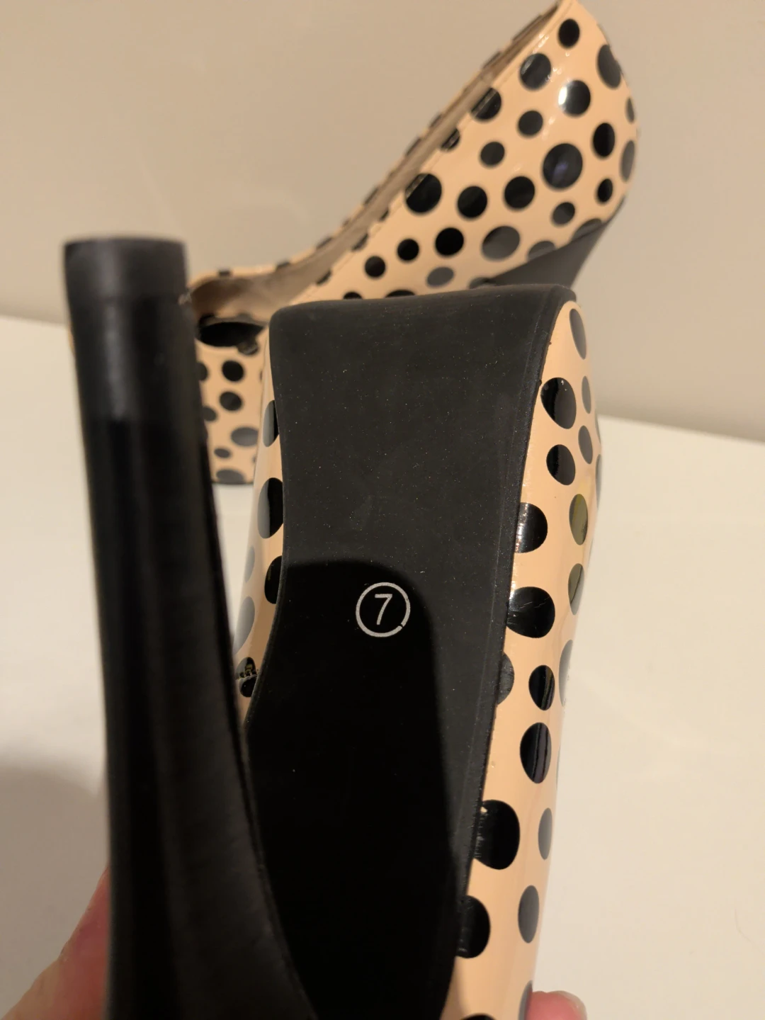 Women's Polka Dot Peep Toe Heels Size 7 - photo 2