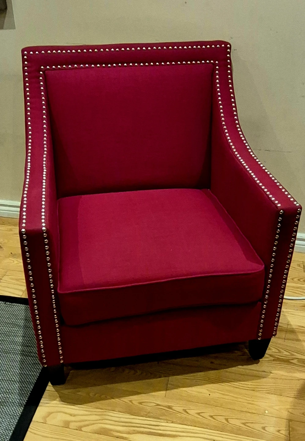 Red Accent Chair with Studs