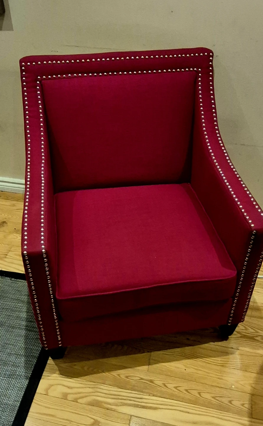Red Accent Chair with Studs - photo 2